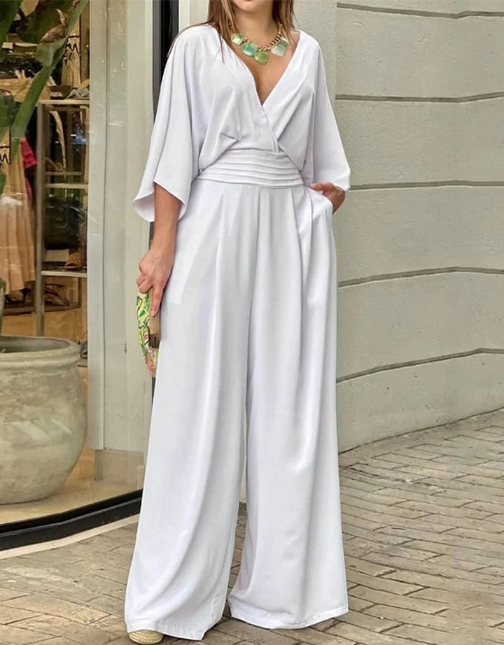 TrendKlassik | Jumpsuit mit Wickelausschnitt und Fledermausärmeln