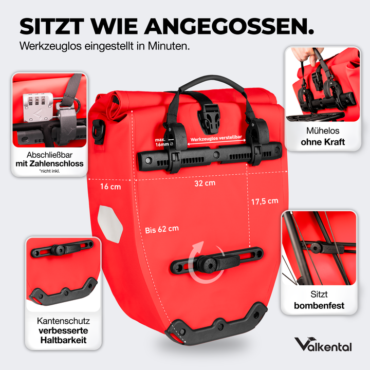 Große wasserdichte Bike Bag für jede Fahrradtour