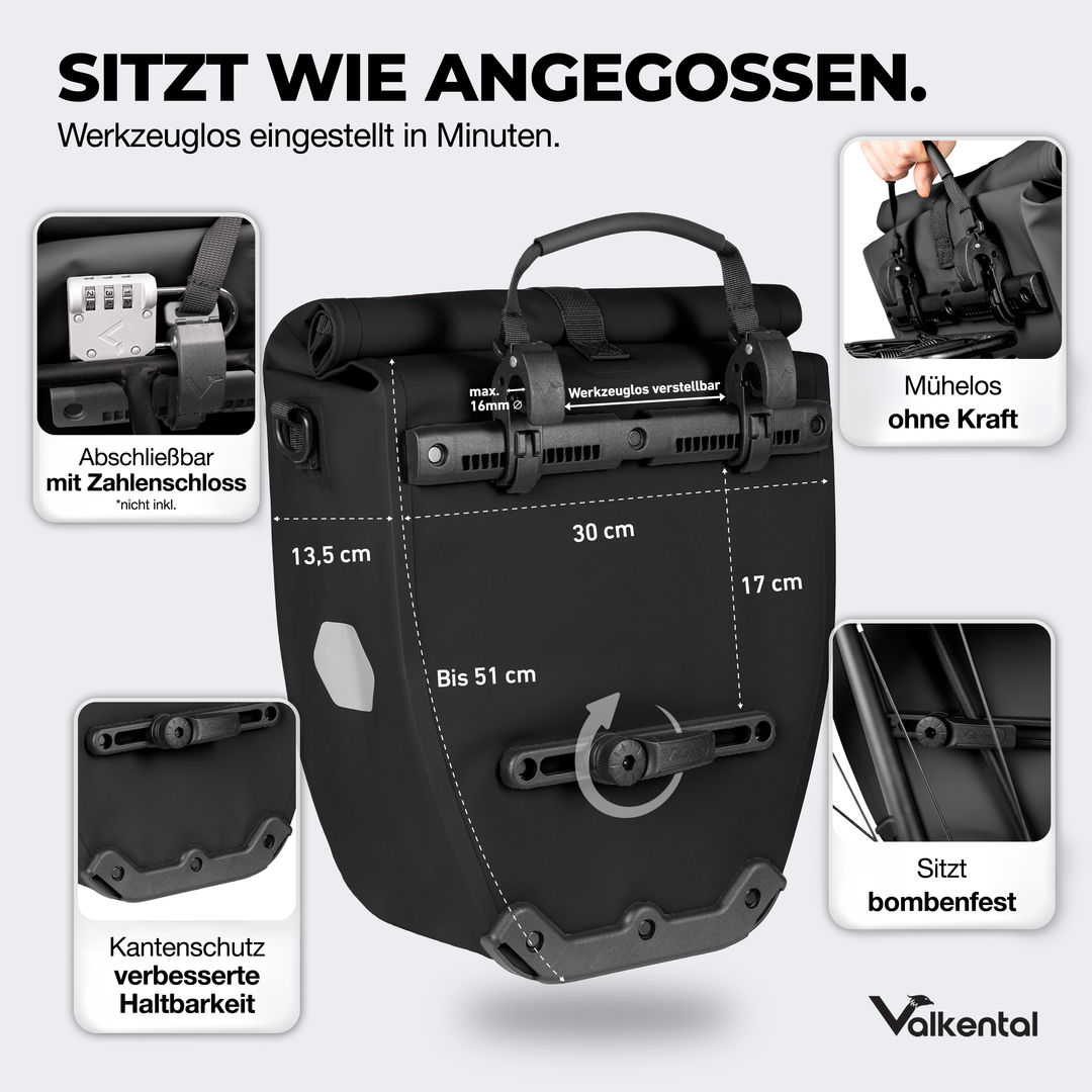 Große wasserdichte Bike Bag für jede Fahrradtour