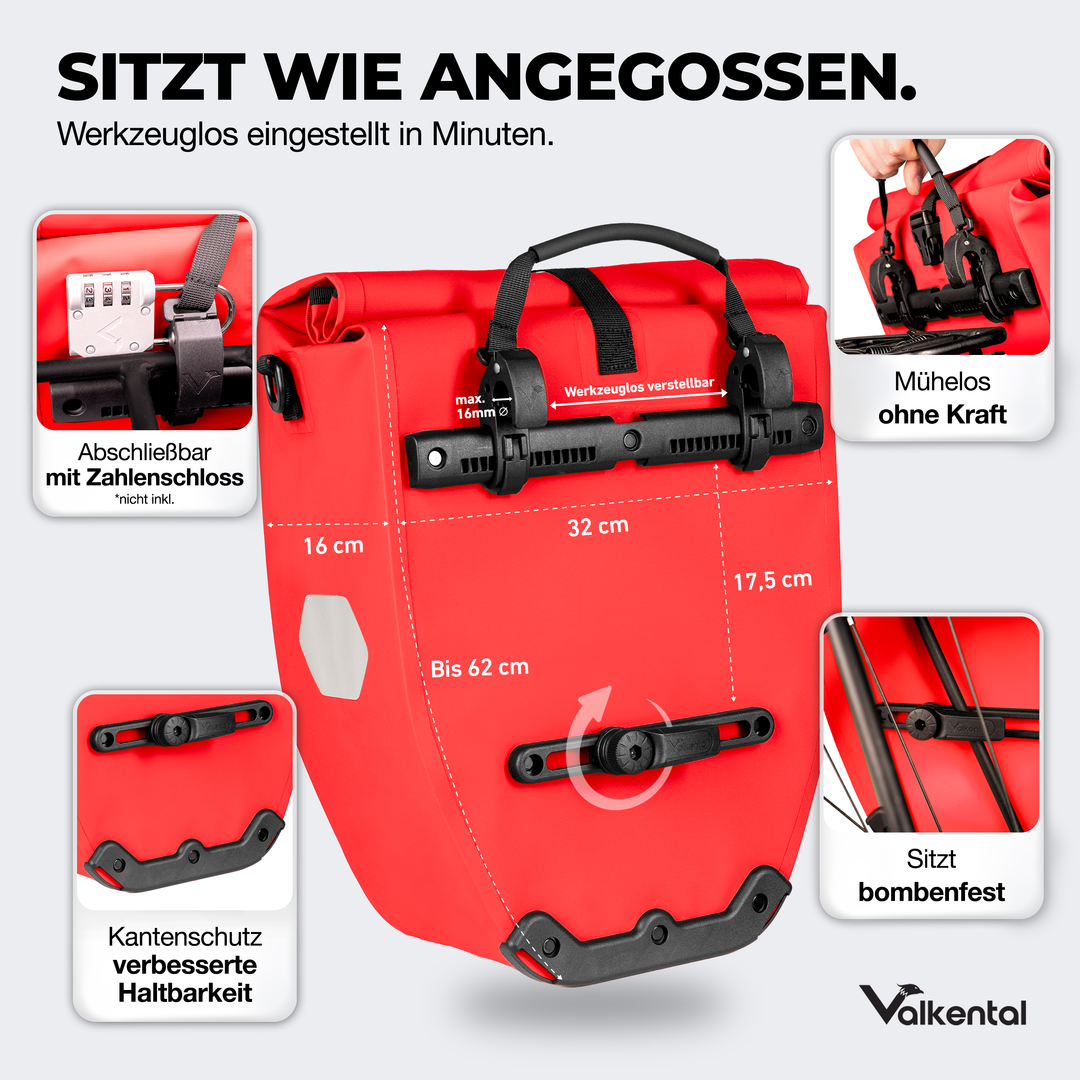 Große wasserdichte Bike Bag für jede Fahrradtour