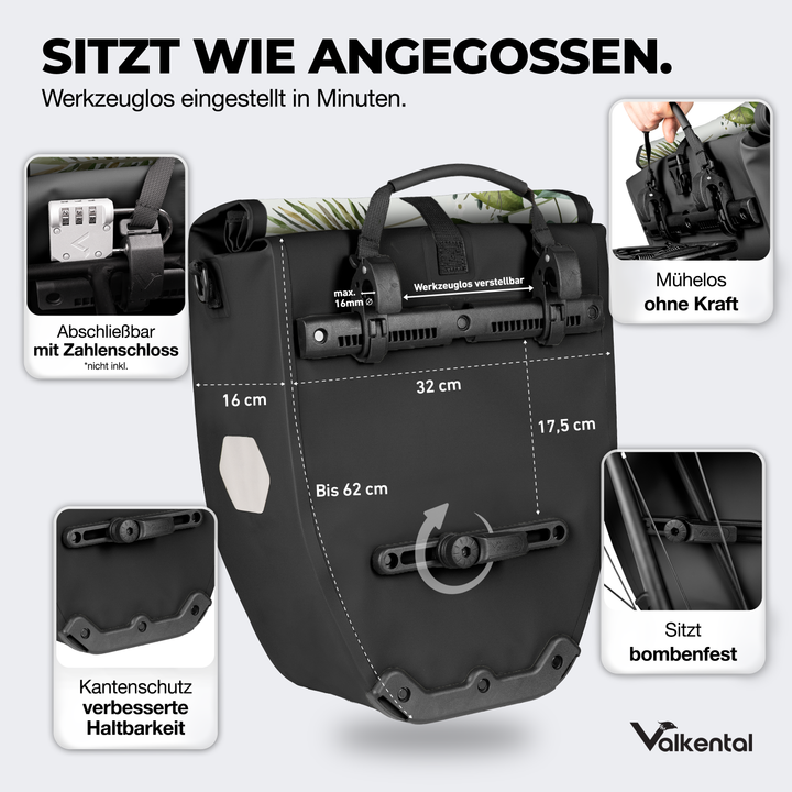 Große wasserdichte Bike Bag für jede Fahrradtour