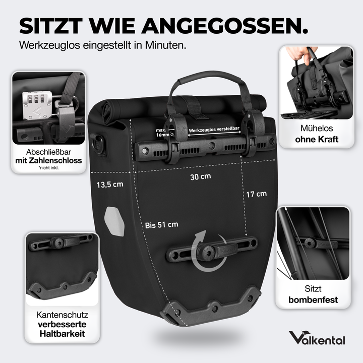 Große wasserdichte Bike Bag für jede Fahrradtour