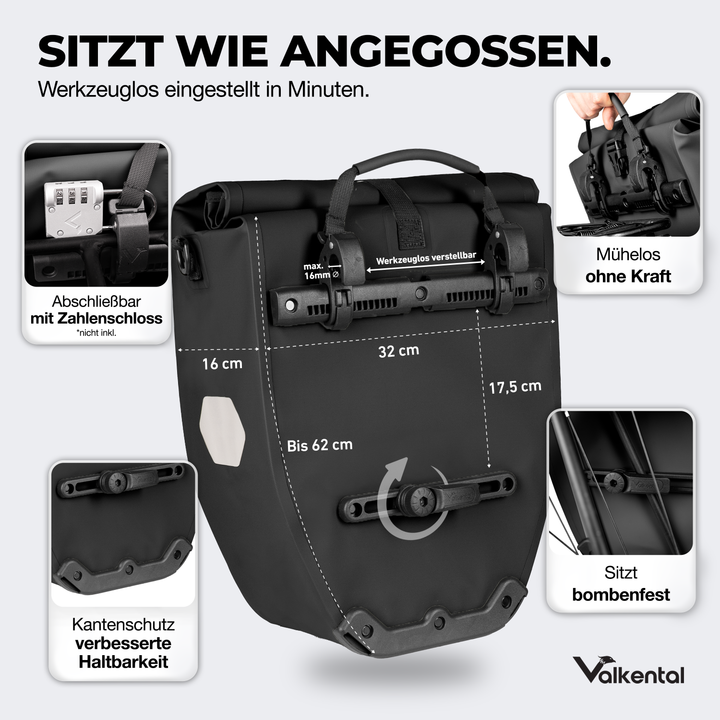 Große wasserdichte Bike Bag für jede Fahrradtour