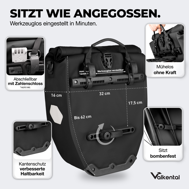 Große wasserdichte Bike Bag für jede Fahrradtour