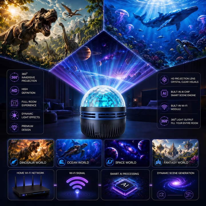 GalaxieZauber™ 360° LED-Raumprojektor mit 5D-Lichteffekten
