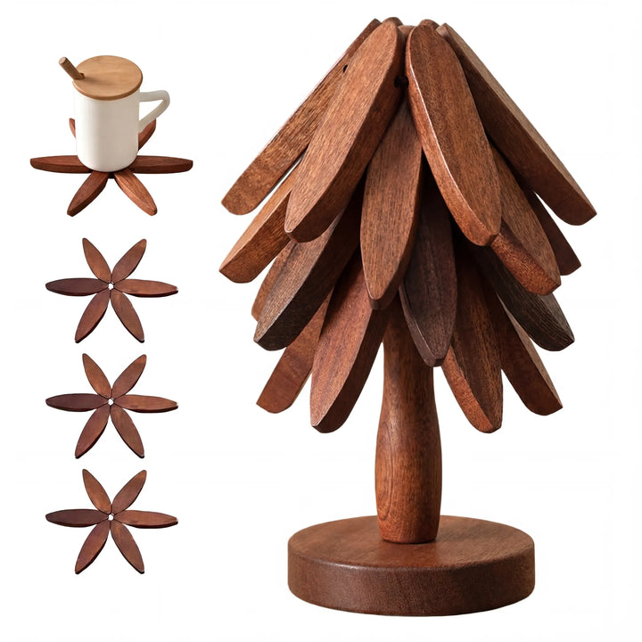 HolzZauber™ Baumförmiges Untersetzer-Set aus Holz