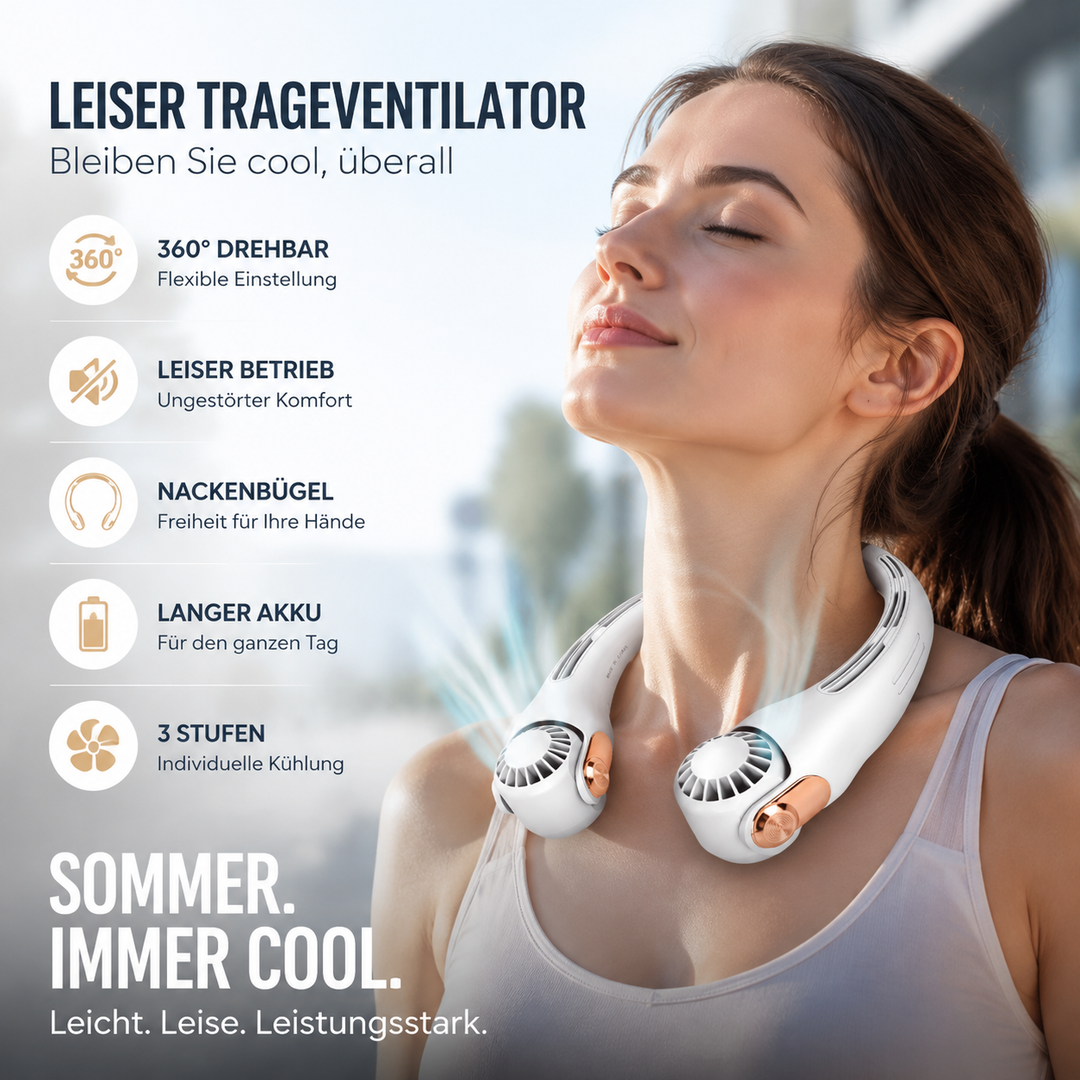 AirGo™ Premium Nackenventilator – Freihändige Kühlung für unterwegs