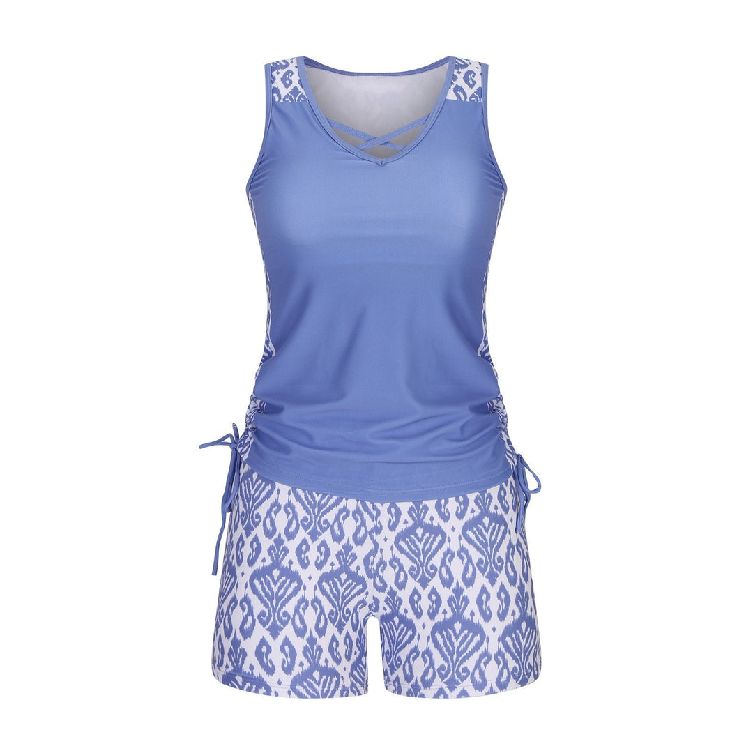 Luxlue Damen-Tankini-Set mit Bauchkontrolle und integriertem BH – Figurformende Boho-Bademode mit Shorts