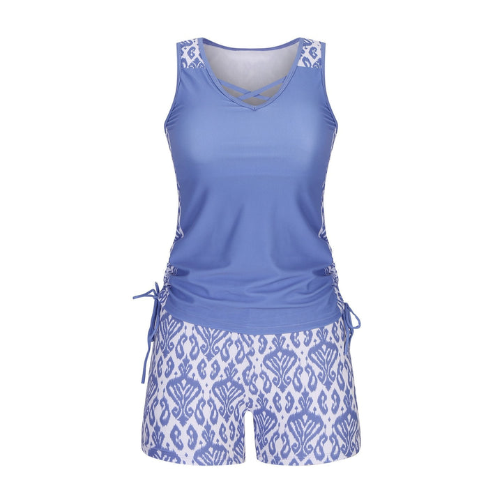 Luxlue Damen-Tankini-Set mit Bauchkontrolle und integriertem BH – Figurformende Boho-Bademode mit Shorts