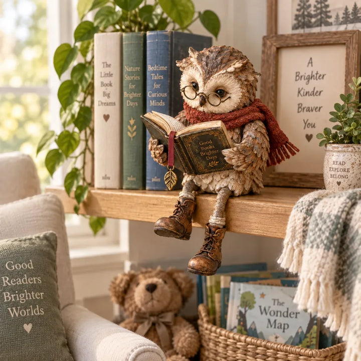 EulenZauber™ Dekorative Bücher-Eule als Wohnfigur