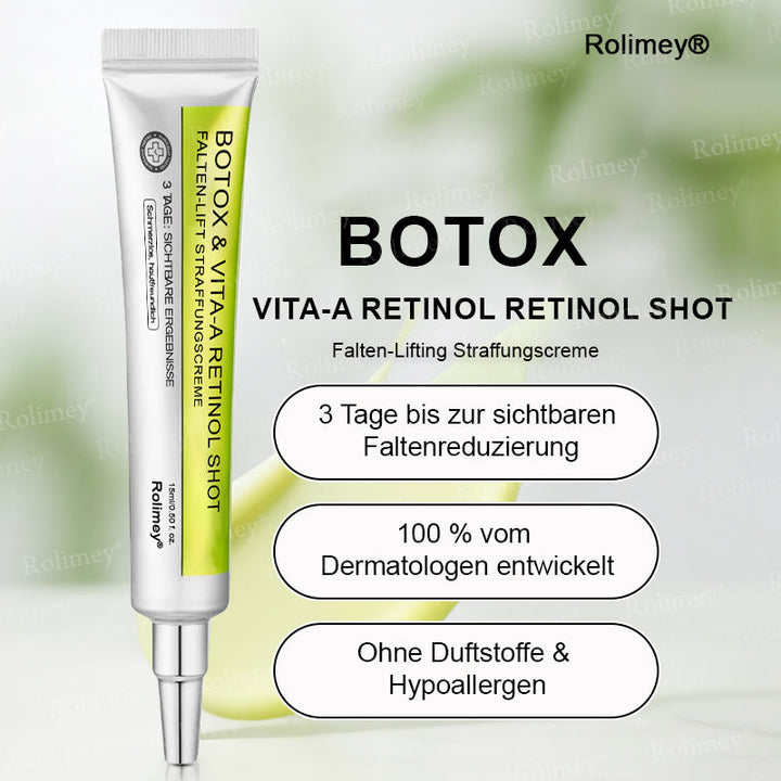 💫👨‍⚕️Jetzt jugendliche Haut zurückgewinnen 💫Rolimey® Botox & Vita-A Retinol Shot Falten-Lift Straffungscreme
