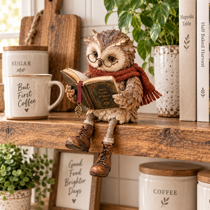 EulenZauber™ Dekorative Bücher-Eule als Wohnfigur