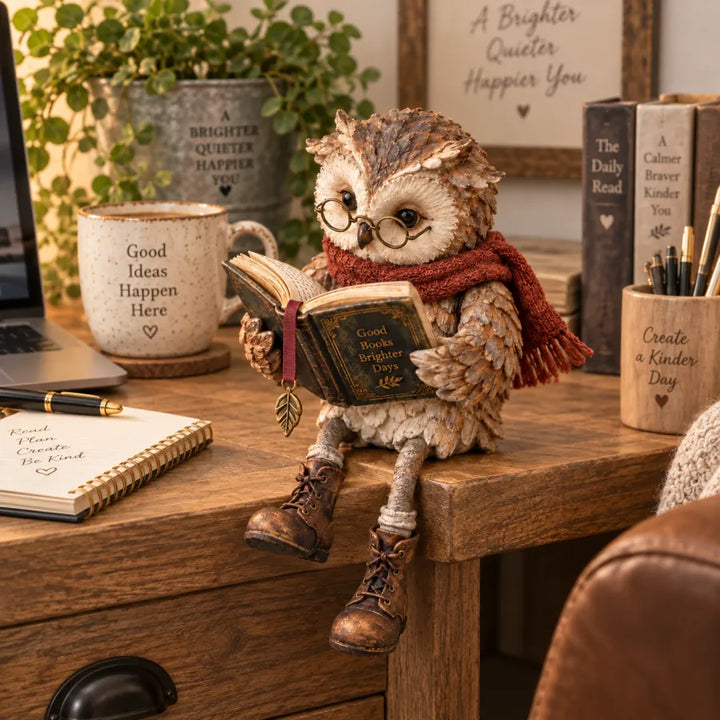 EulenZauber™ Dekorative Bücher-Eule als Wohnfigur