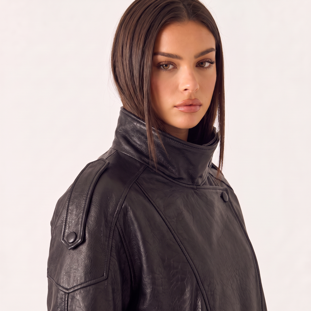 LederLuxe™ Vegane Oversize-Lederjacke