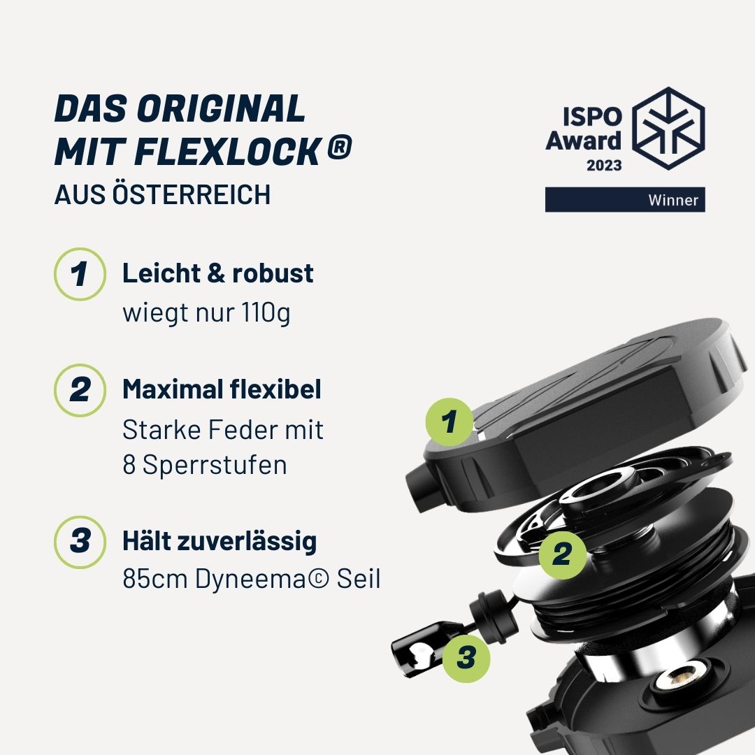 Das REELOQ™ Mountaineer Set hält dein Handy bereit für jedes Abenteuer