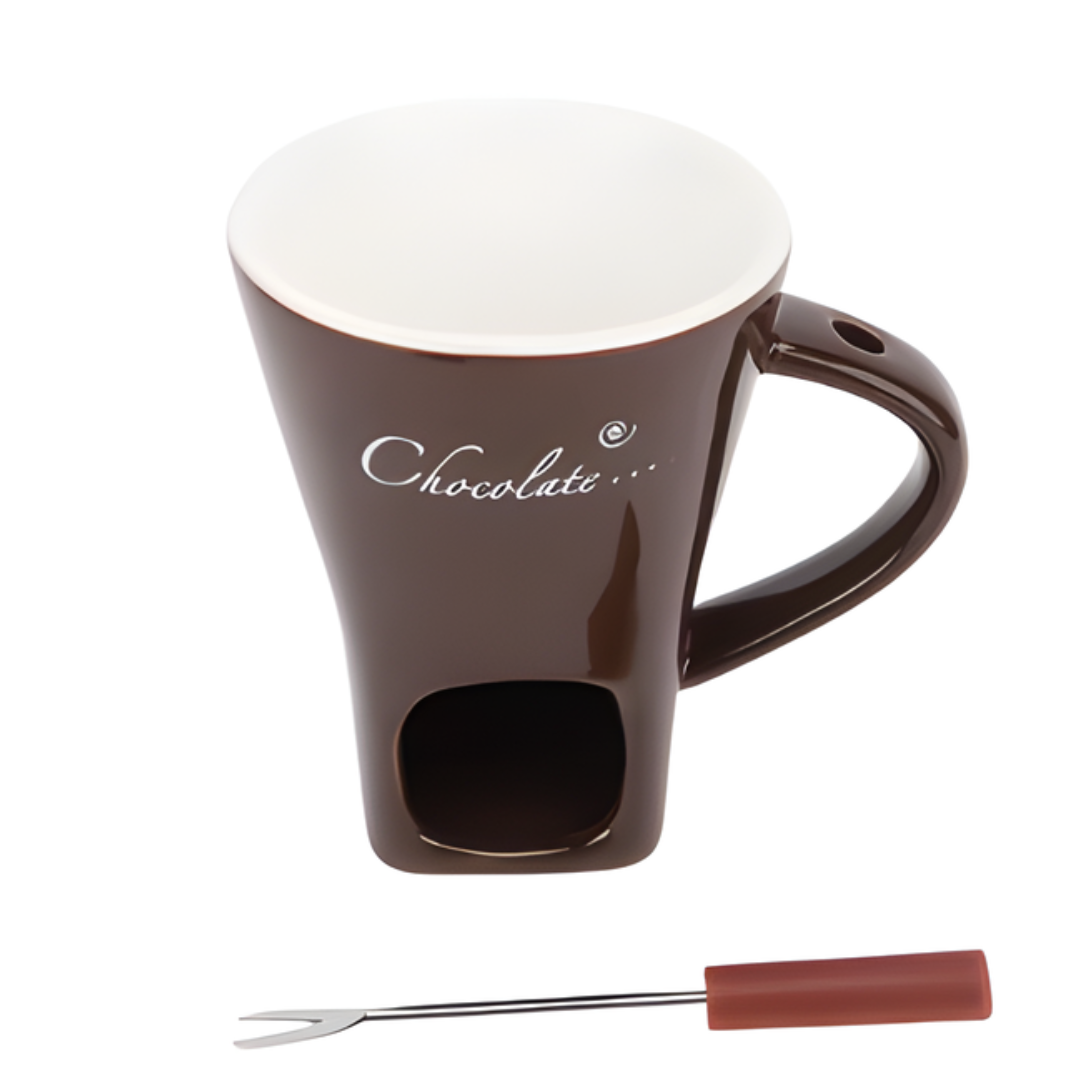 SchokoGenuss™ Keramik-Fonduetasse für Schokolade mit Teelichtwärmer
