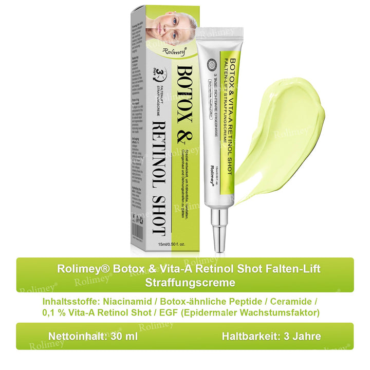 💫👨‍⚕️Jetzt jugendliche Haut zurückgewinnen 💫Rolimey® Botox & Vita-A Retinol Shot Falten-Lift Straffungscreme