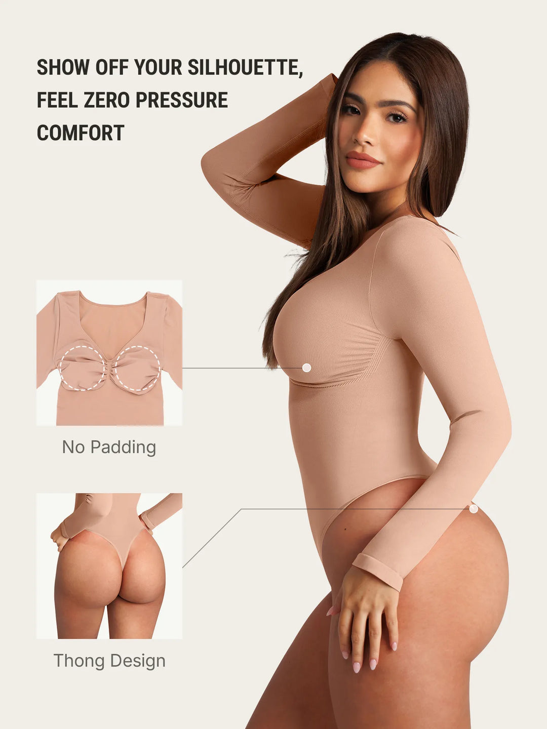Curvevo™ Nahtloser Langarm-Bodysuit