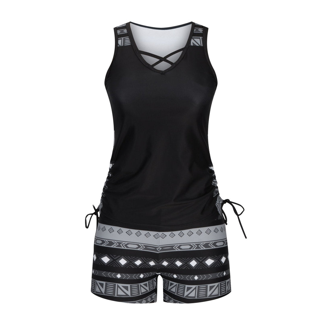 Luxlue Damen-Tankini-Set mit Bauchkontrolle und integriertem BH – Figurformende Boho-Bademode mit Shorts