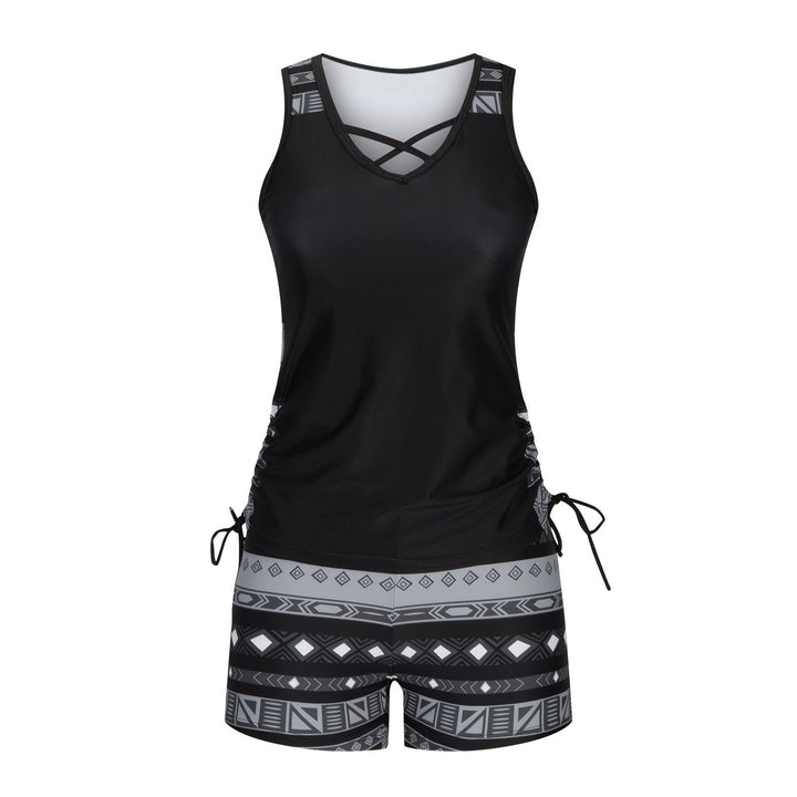 Luxlue Damen-Tankini-Set mit Bauchkontrolle und integriertem BH – Figurformende Boho-Bademode mit Shorts