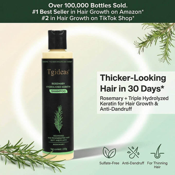 Tgideas® Rosmarin-Shampoo | Haarwachstums- und Anti-Schuppen-Kopfhautbehandlung