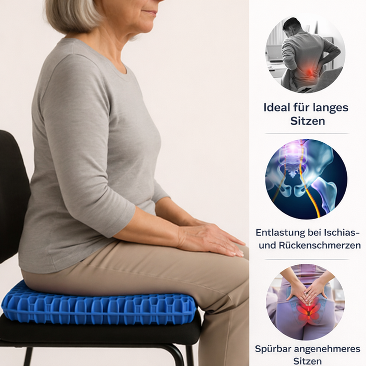 Ortopra™ | Ergonomisches Gel-Sitzkissen für maximalen Komfort beim Sitzen