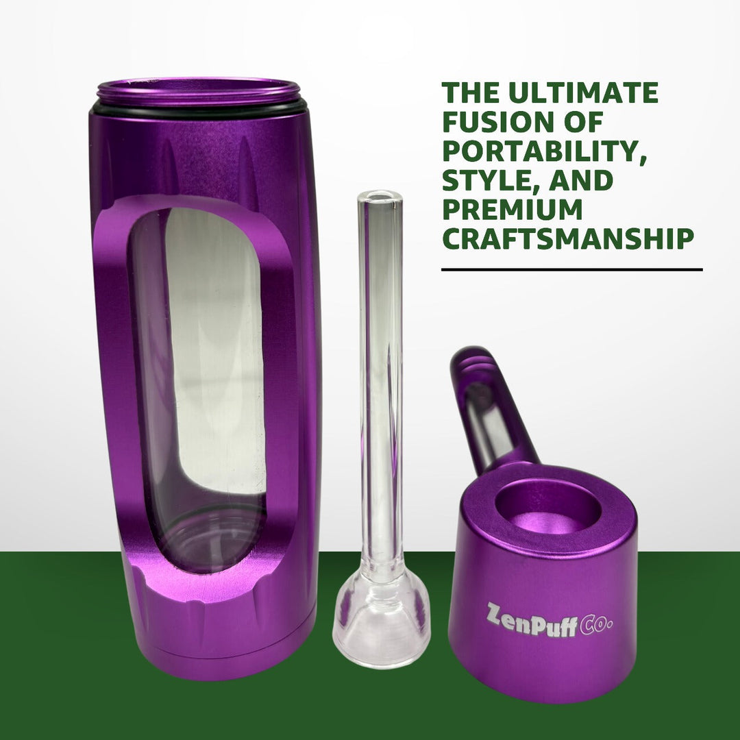 ZenPuff Co.™ Premium-Wasserflasche aus Glas und Aluminium