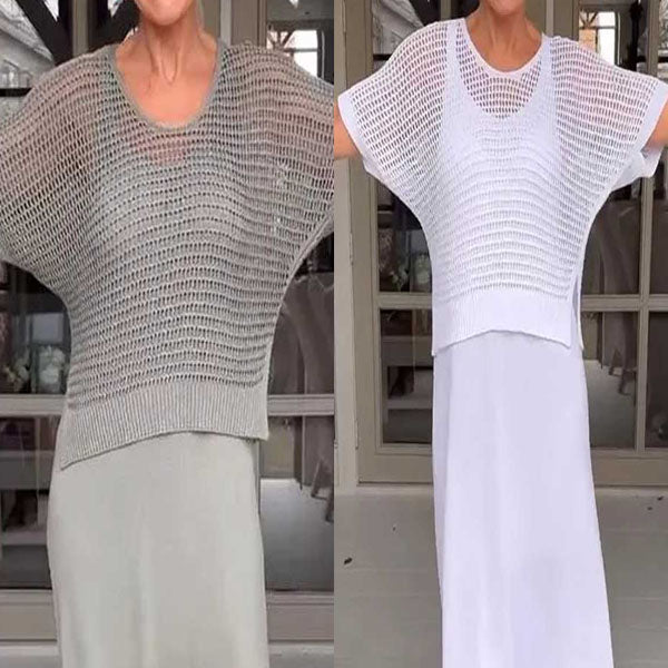 Zweiteiliges Sommer-Strickkleid-Set für Damen