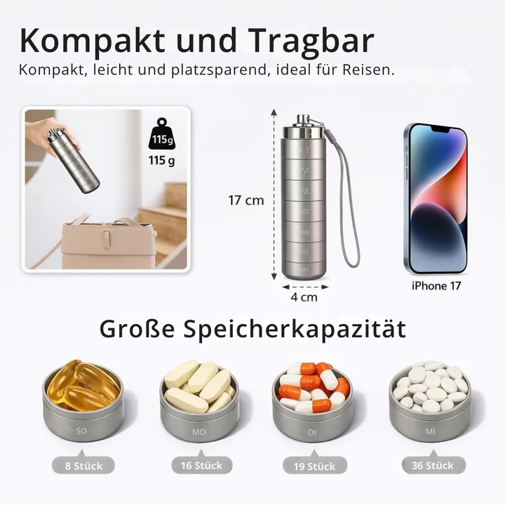 Pilloria™ Modularer 7-Tage-Pillenorganizer für unterwegs