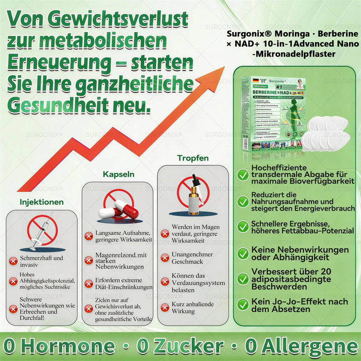 𝗠𝗼𝗿𝗶𝗻𝗴𝗮 · 𝗕𝗲𝗿𝗯𝗲𝗿𝗶𝗻 & NAD+ 10-in-1 Fortschrittliches Nano-Mikronadel-Pflaster – Für die tägliche Unterstützung von Stoffwechsel und Herz-Kreislauf-Gesundheit