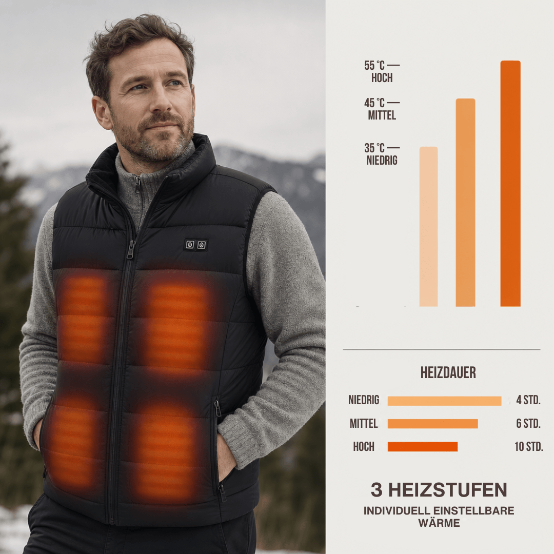 WärmeKraft™ Elektrische Thermoweste mit 9 Heizzonen