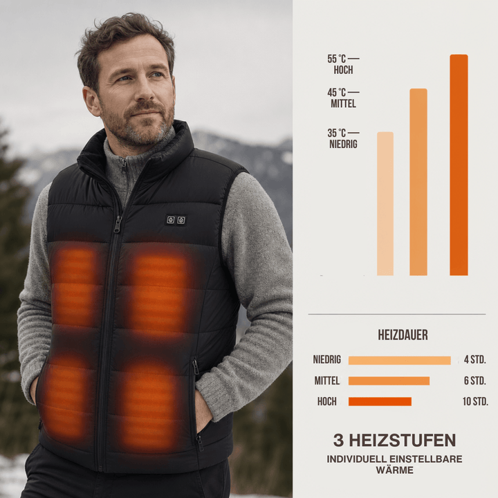 WärmeKraft™ Elektrische Thermoweste mit 9 Heizzonen