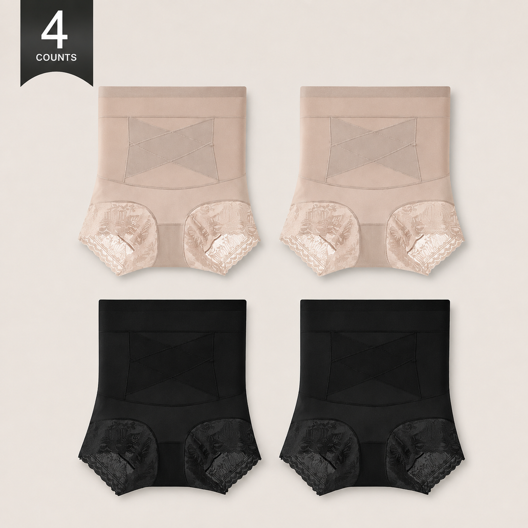 LuminaFit™ 4er-Pack High-Waist Spitzen-Miederslips