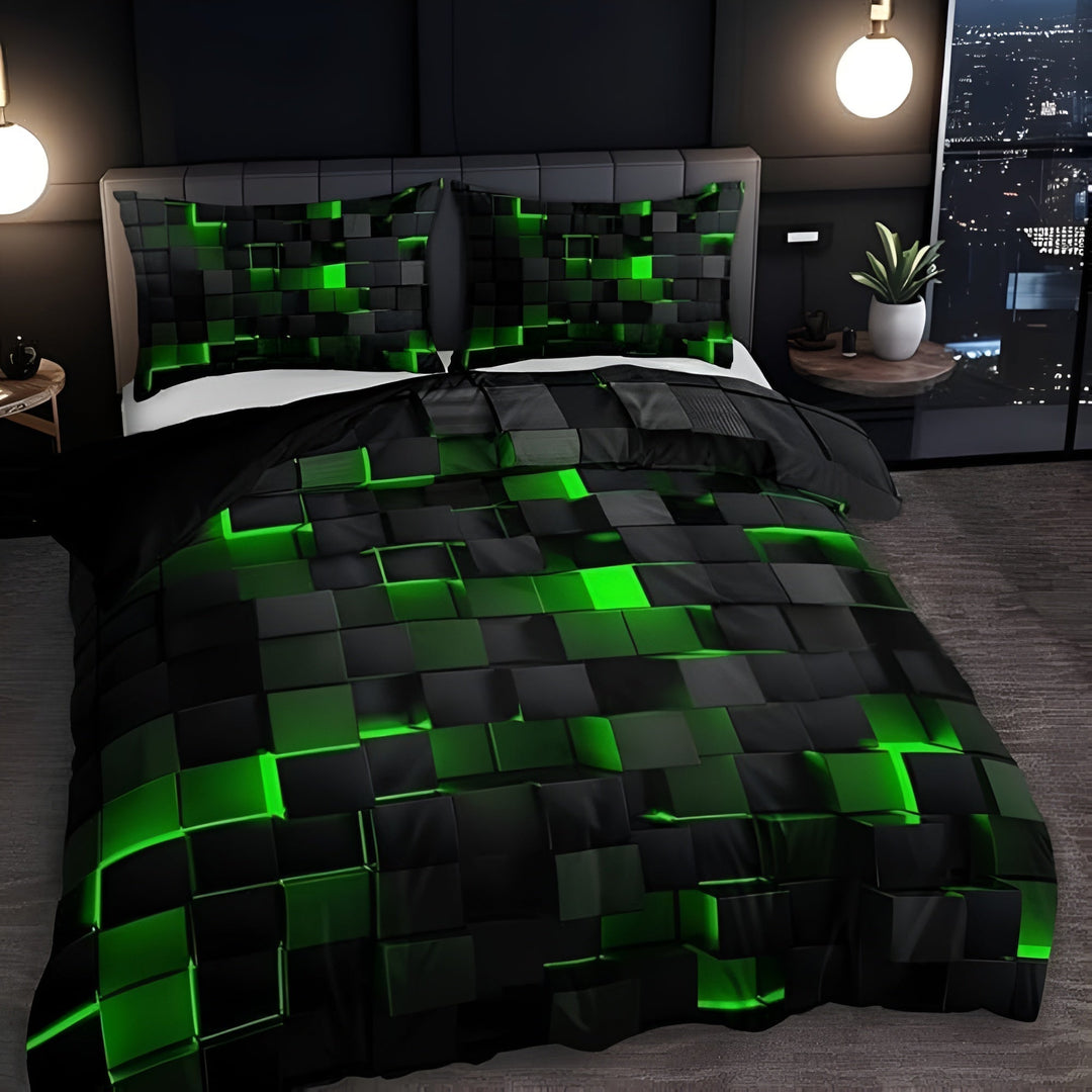 3D Bettwäsche mit Kissenbezug | Bettlaken für Gamer | Bettbezug | Neonara