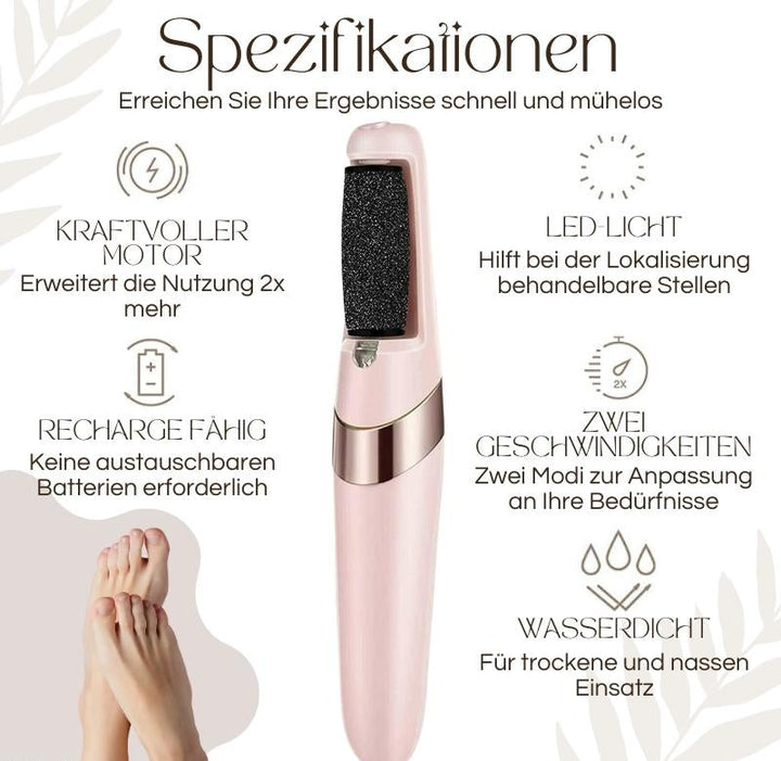 CallusPro™ | Elektrischer Hornhautentferner | Quarz-Kristallrollen | LED-Licht | Wasserdicht