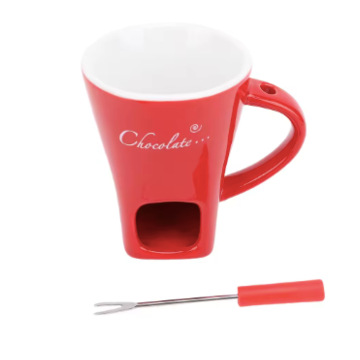 SchokoGenuss™ Keramik-Fonduetasse für Schokolade mit Teelichtwärmer