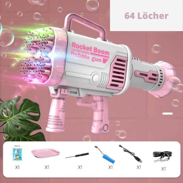 BubbleBoom Blaster | 69 Düsen | LED-Lichteffekte | Inkl. Zubehör