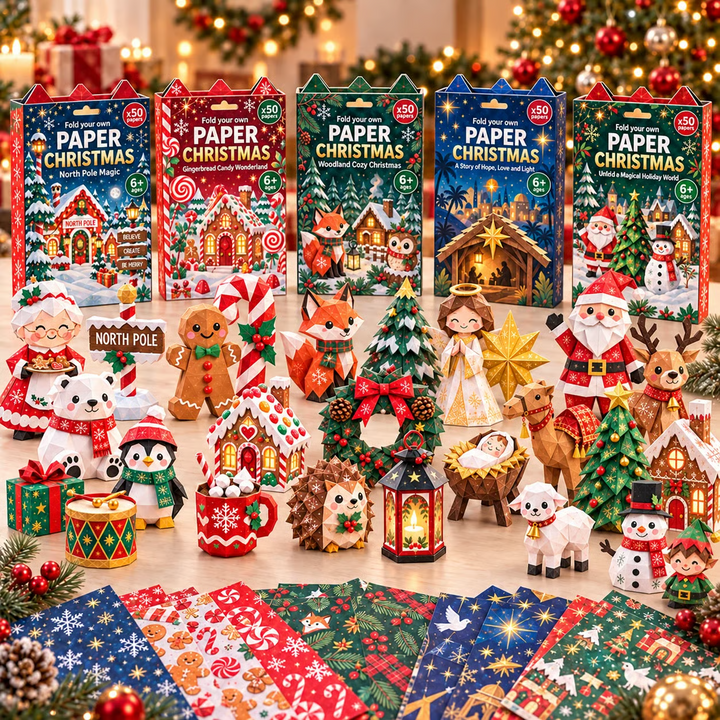 PapierZauber™ Weihnachtliches Faltelset mit 250 Blättern & 5 Motivwelten