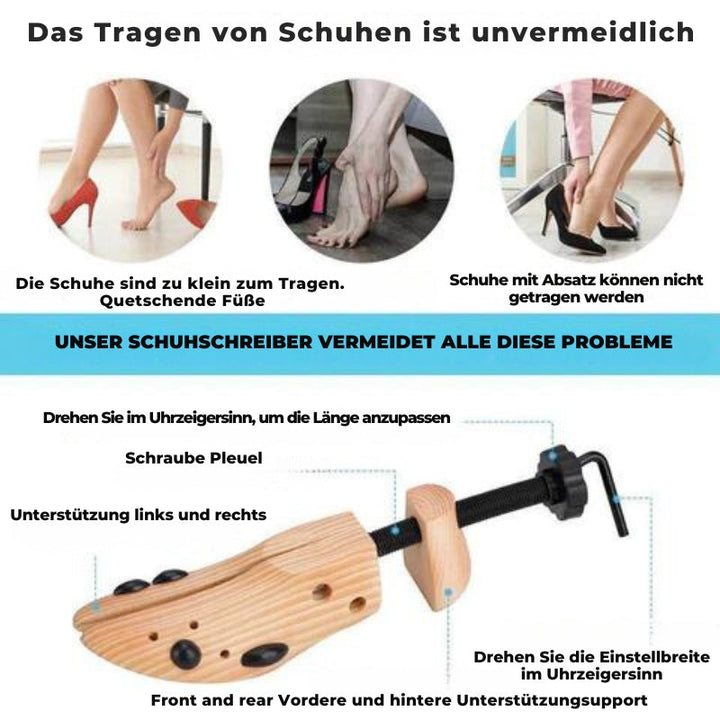 TimberStride – Hölzerne Werkzeuge für breite Schuhe