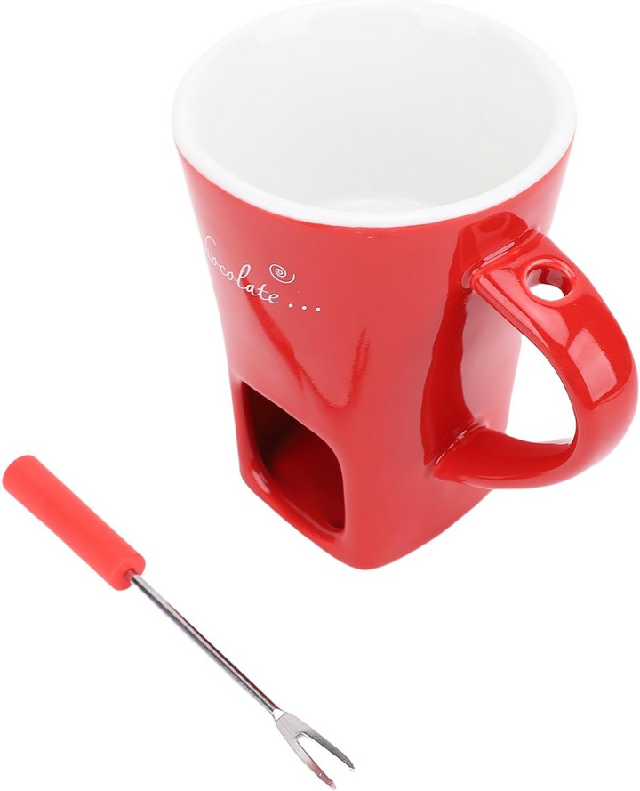 SchokoGenuss™ Keramik-Fonduetasse für Schokolade mit Teelichtwärmer
