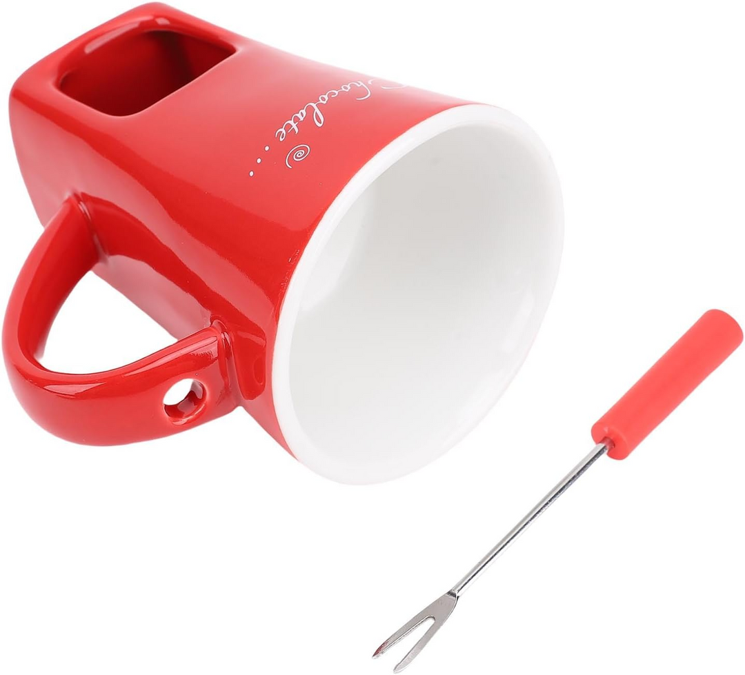 SchokoGenuss™ Keramik-Fonduetasse für Schokolade mit Teelichtwärmer