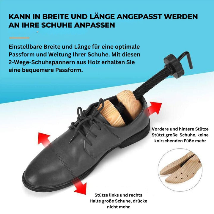 TimberStride – Hölzerne Werkzeuge für breite Schuhe