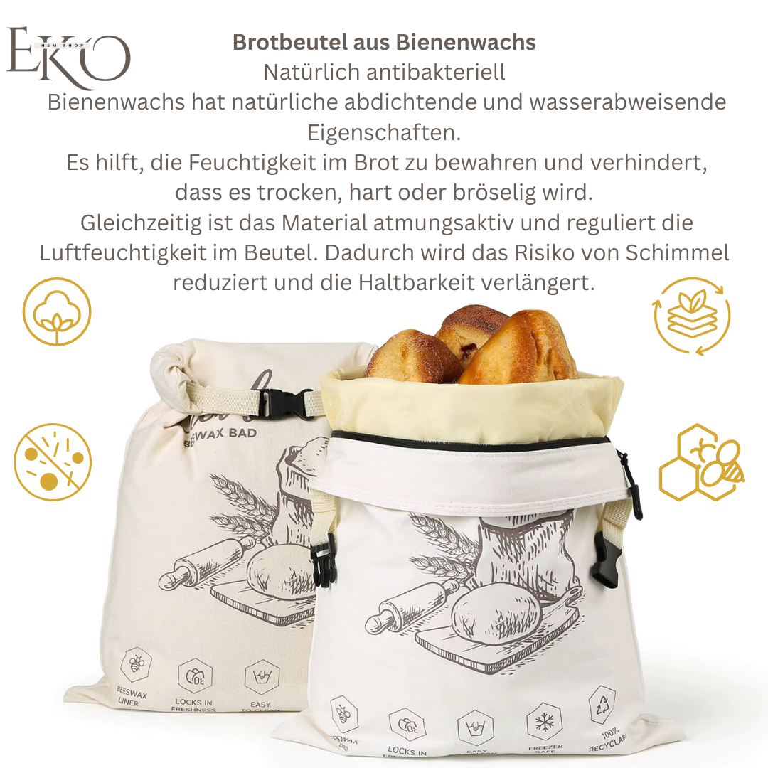 Wiederverwendbarer Bienenwachs-Brotbeutel für länger anhaltende Frische