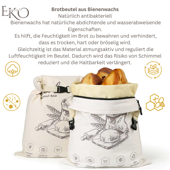 Wiederverwendbarer Bienenwachs-Brotbeutel für länger anhaltende Frische