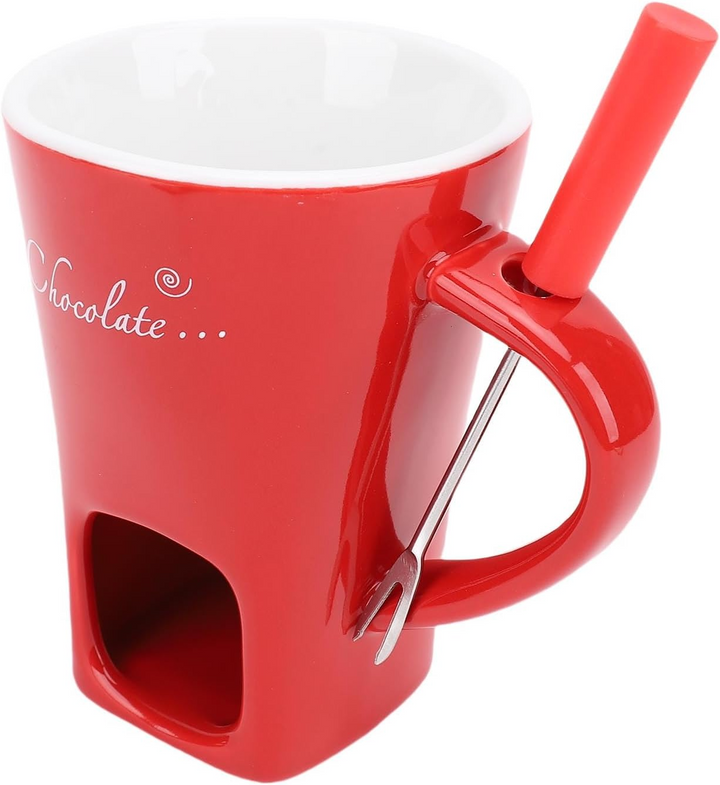 SchokoGenuss™ Keramik-Fonduetasse für Schokolade mit Teelichtwärmer