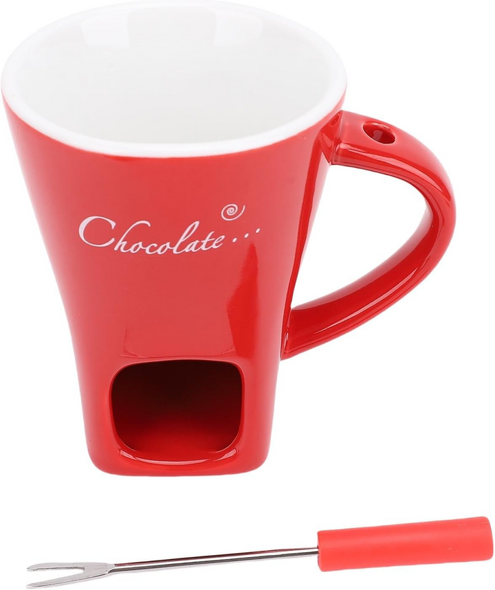 SchokoGenuss™ Keramik-Fonduetasse für Schokolade mit Teelichtwärmer