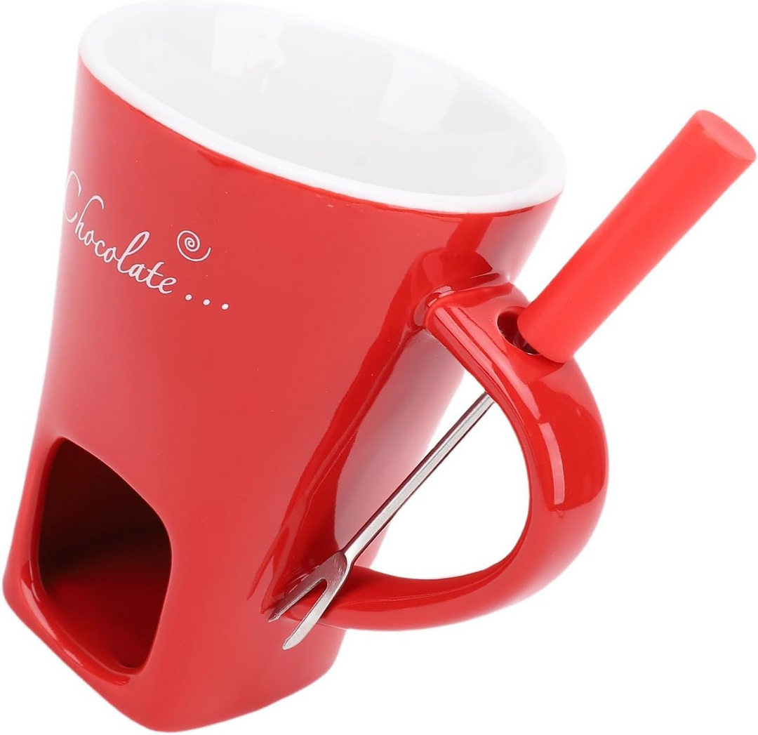 SchokoGenuss™ Keramik-Fonduetasse für Schokolade mit Teelichtwärmer