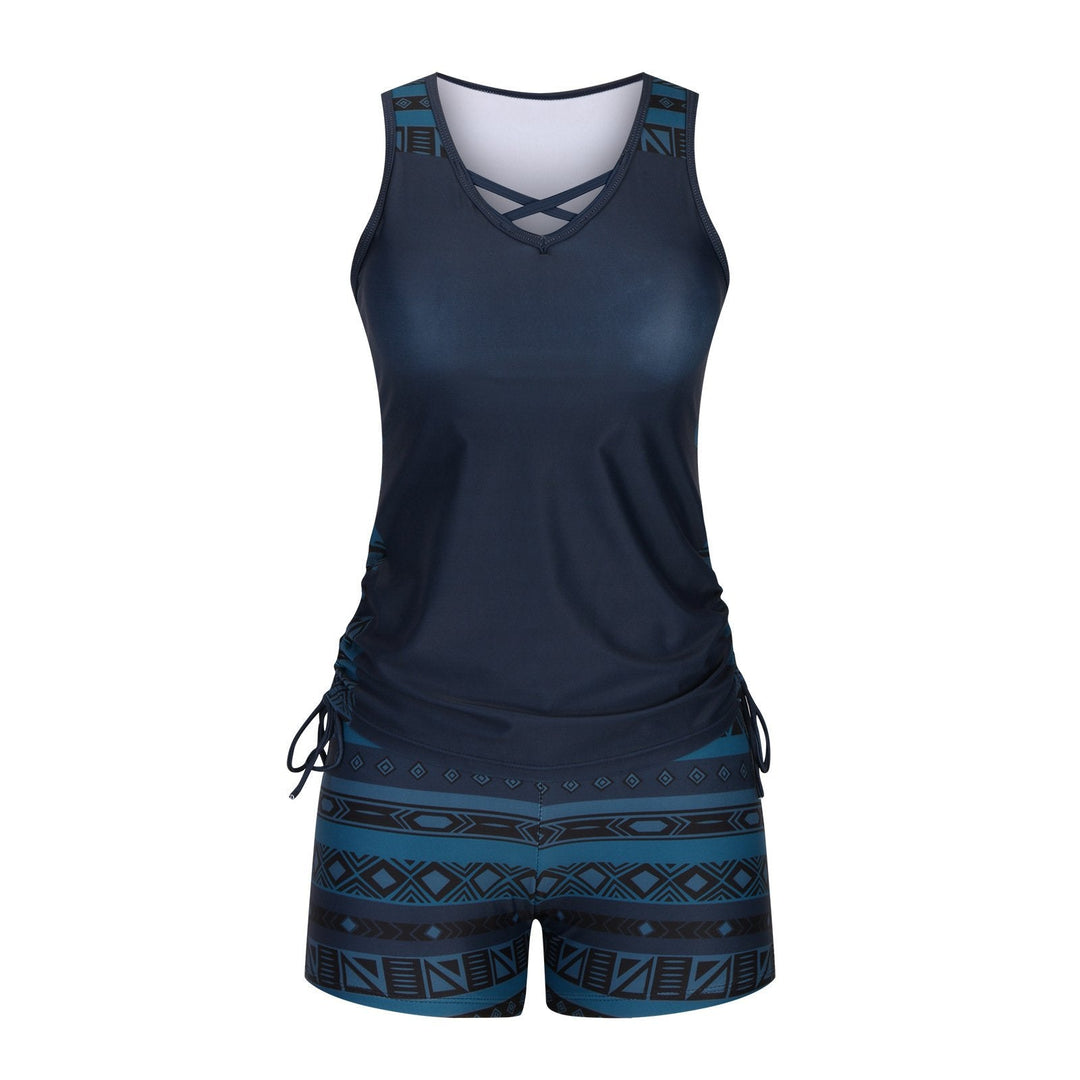 Luxlue Damen-Tankini-Set mit Bauchkontrolle und integriertem BH – Figurformende Boho-Bademode mit Shorts