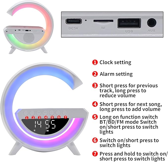 G-LumiSound | Kabelloser Lautsprecher mit LED-Beleuchtung | Integriertes Wireless Charging