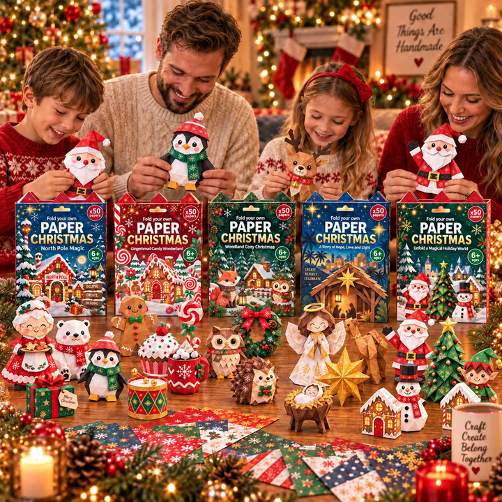 PapierZauber™ Weihnachtliches Faltelset mit 250 Blättern & 5 Motivwelten